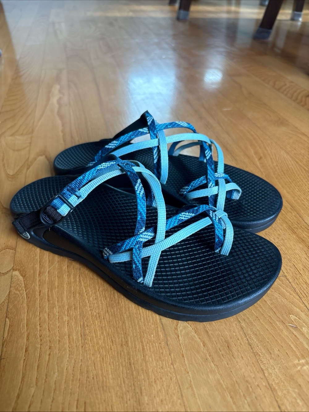 Chaco Zong Ecotread Sandals Slides womens sz 8 Blue double Strap Backless Shoes